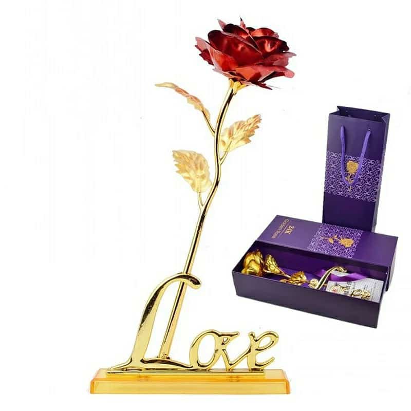 24k Gold Plated Rose with Love Holder Box