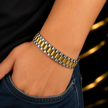 Premium Gold & Silver Stainless Steel Jubilee Bracelet