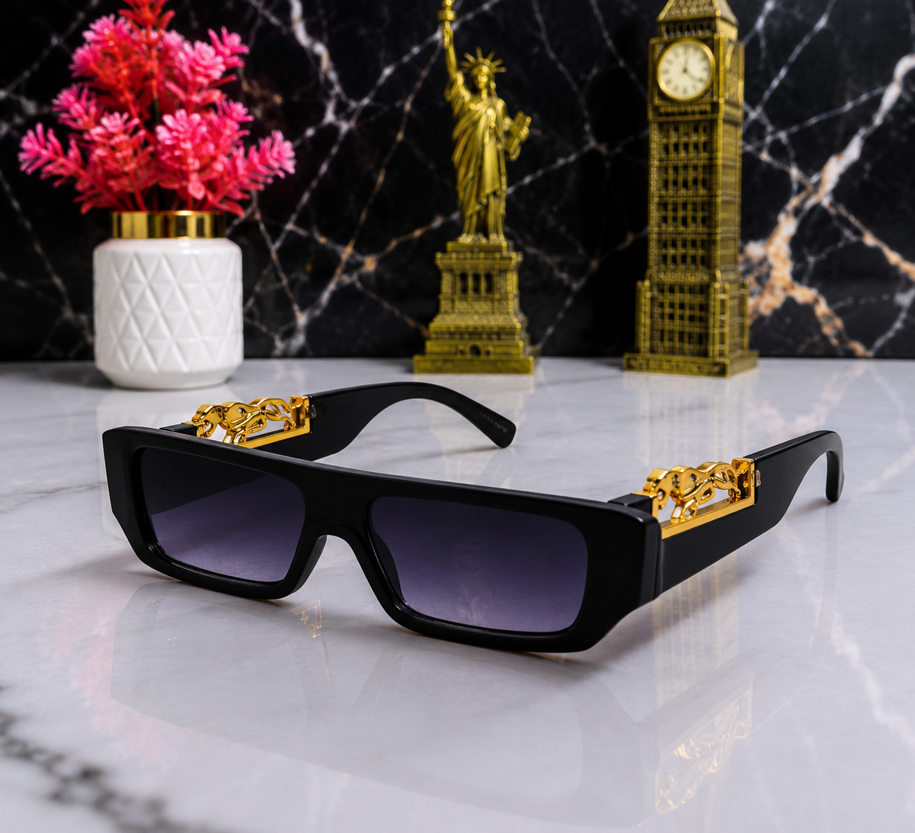 Leopard Aura Black Sunglasses