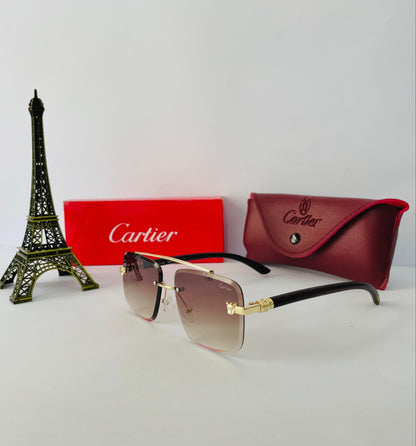 Cartier Sunglasses Wooden Texture With Brand Name