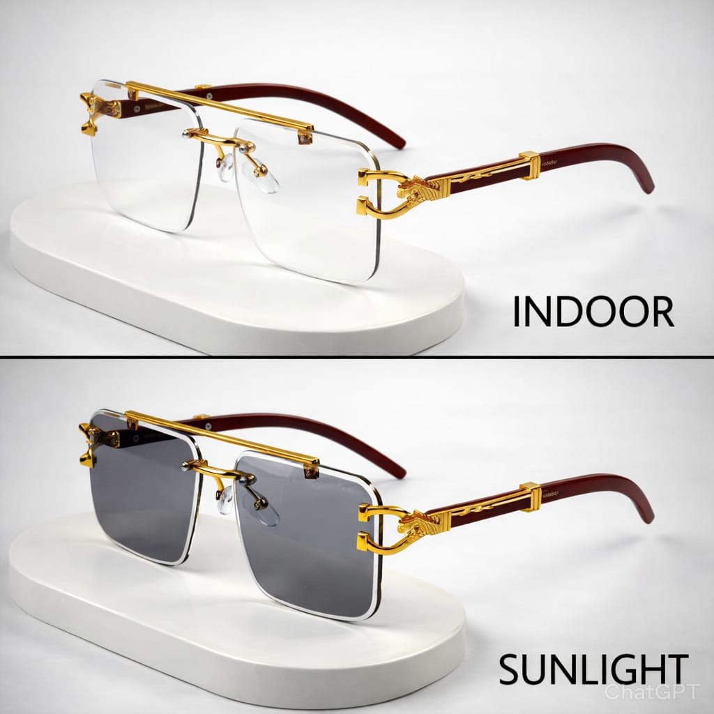 Solar Cheetah Black Transition Glasses | Photochromic UV400 Sunglasses