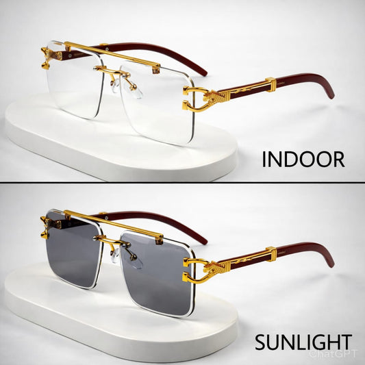 Solar Cheetah Black Transition Glasses | Photochromic UV400 Sunglasses