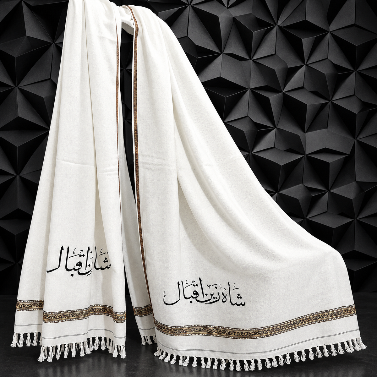 Stylish White Personalized Shawl for Men