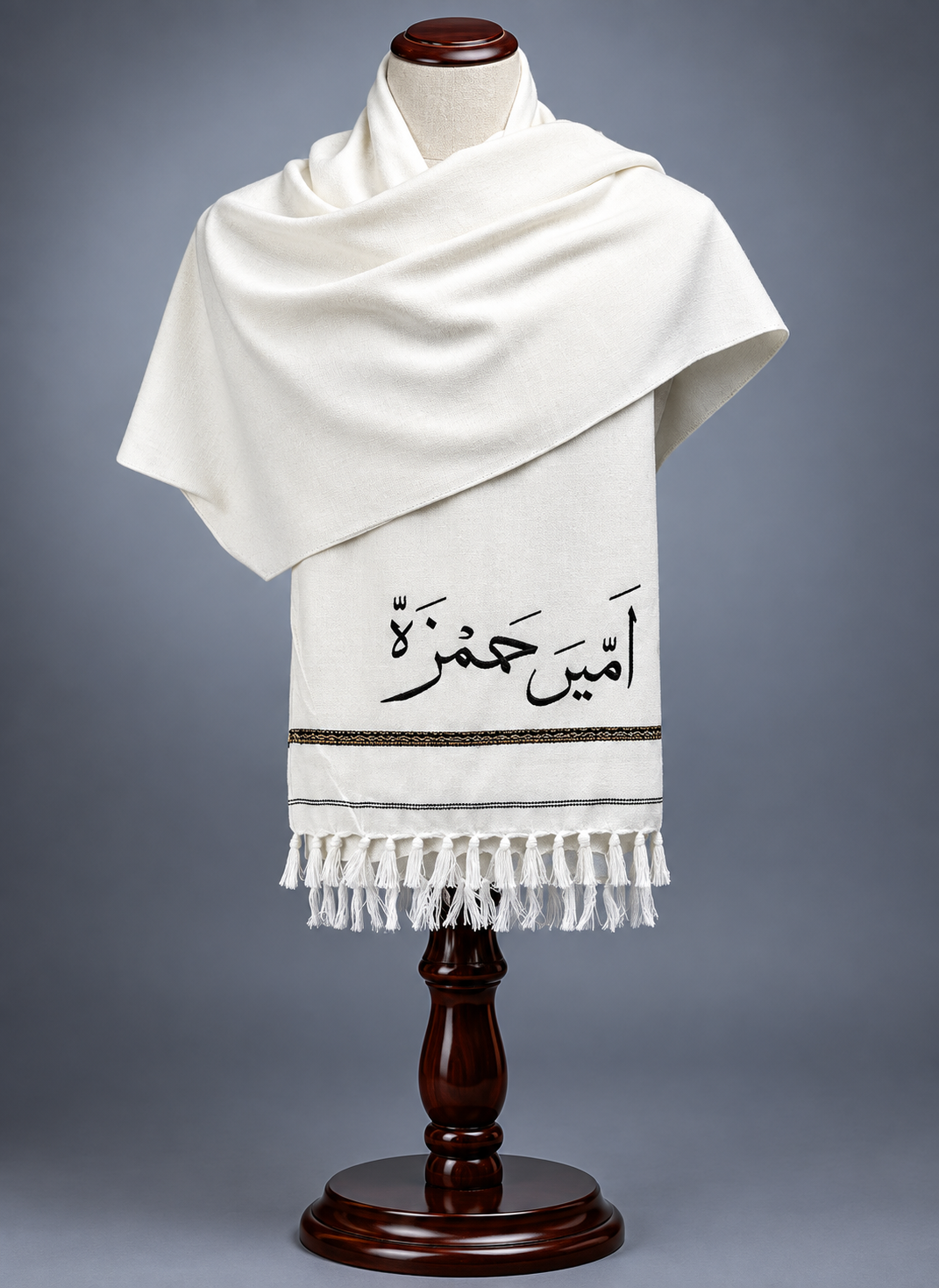 Stylish White Personalized Shawl for Men