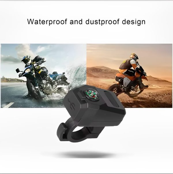 Motorcycle Usb Charger With Compass – Fast Charging, Waterproof, 36-105v – Universal For Motorcycles & E-bikes