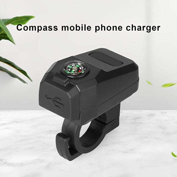 Motorcycle Usb Charger With Compass – Fast Charging, Waterproof, 36-105v – Universal For Motorcycles & E-bikes